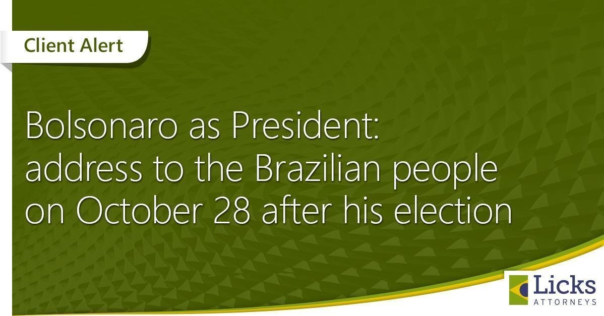 Bolsonaro as President: address to the Brazilian people on October 28 after his election