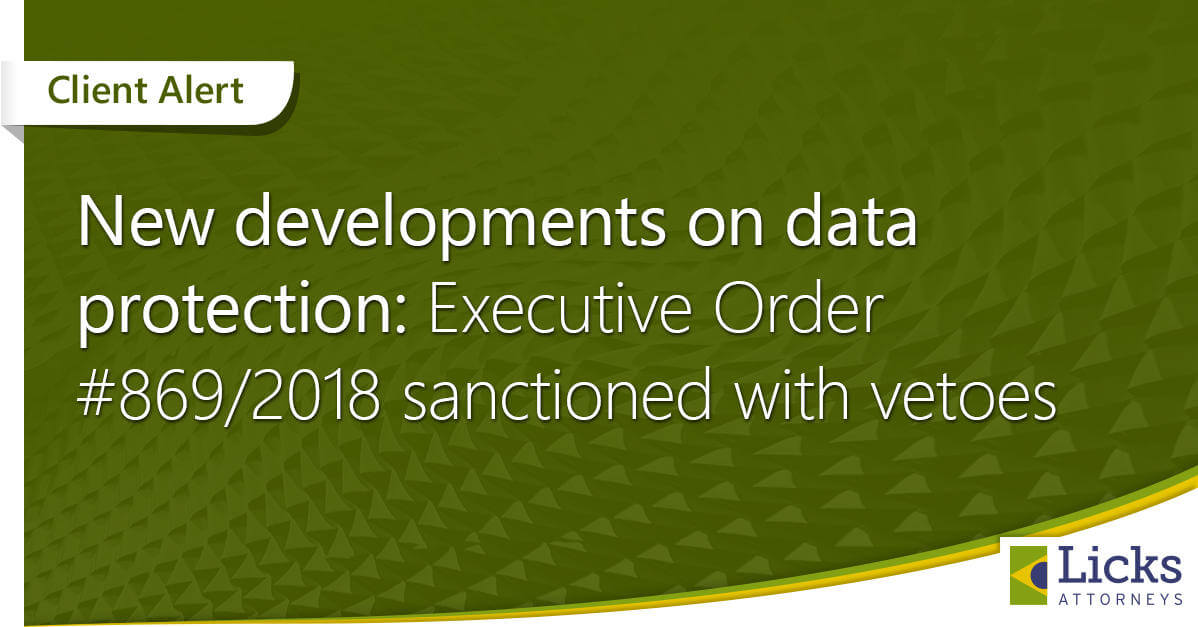 New developments on data protection: Executive Order #869/2018 sanctioned with vetoes