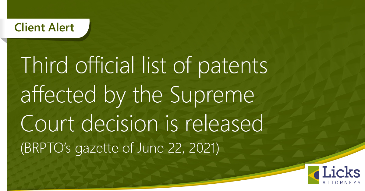 Third official list of patents affected by the Supreme Court decision is released