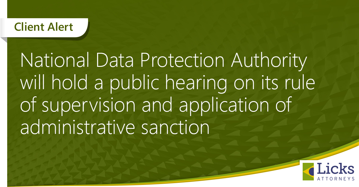 National Data Protection Authority will hold a public hearing on its rule of supervision and application of administrative sanctions