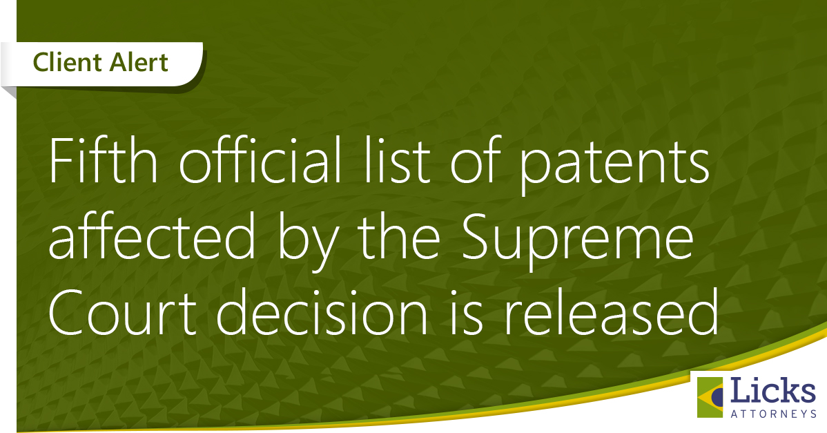 Fifth official list of patents affected by the Supreme Court decision is released