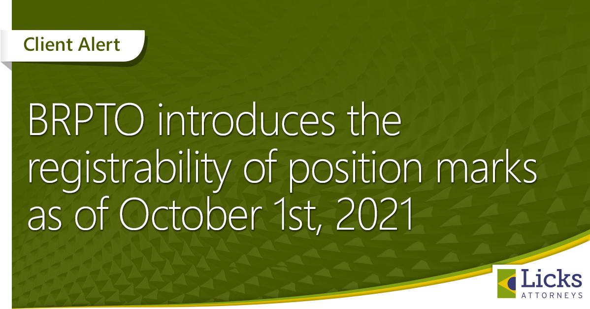 BRPTO introduces the registrability of position marks as of October 1st, 2021