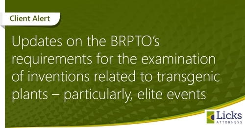 Updates on the BRPTO’s requirements for the examination of inventions related to transgenic plants – particularly, elite events